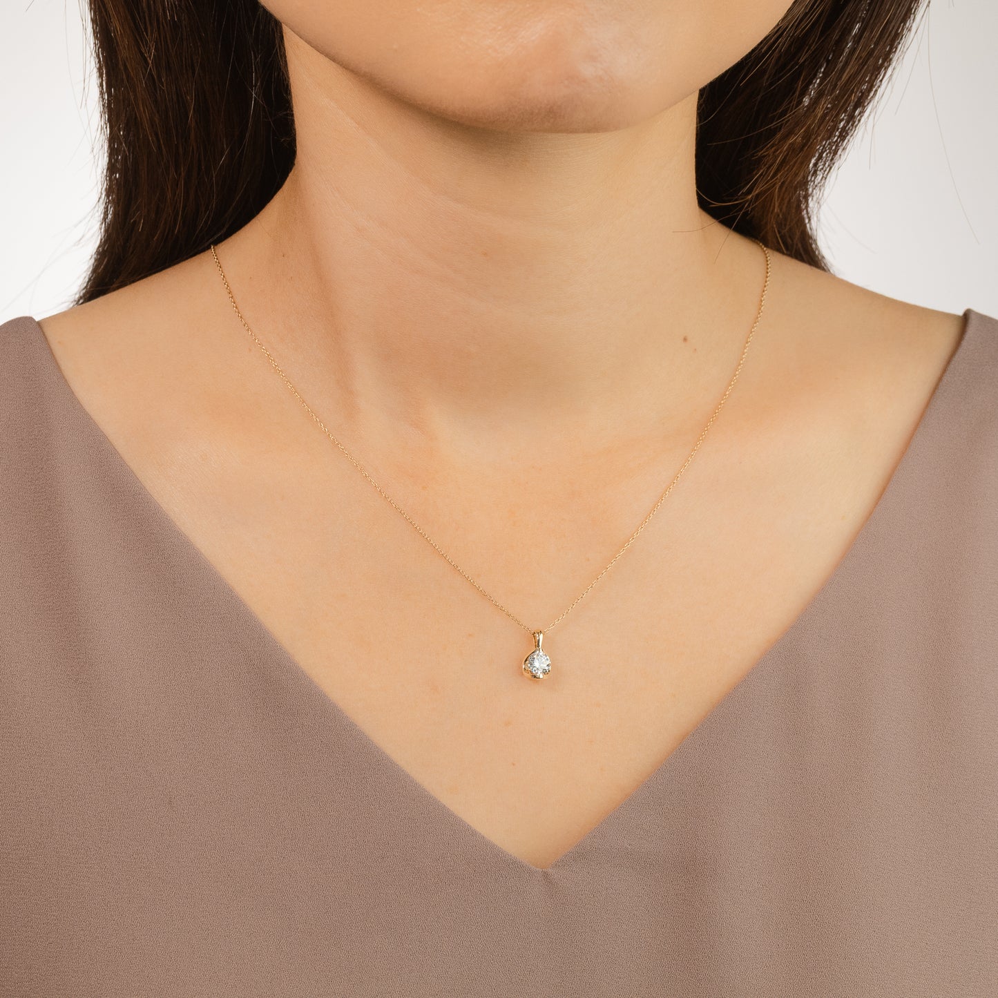 Tension Set Lab Grown Diamond Solitaire Necklace in 14K Yellow Gold (0.50ct tw)