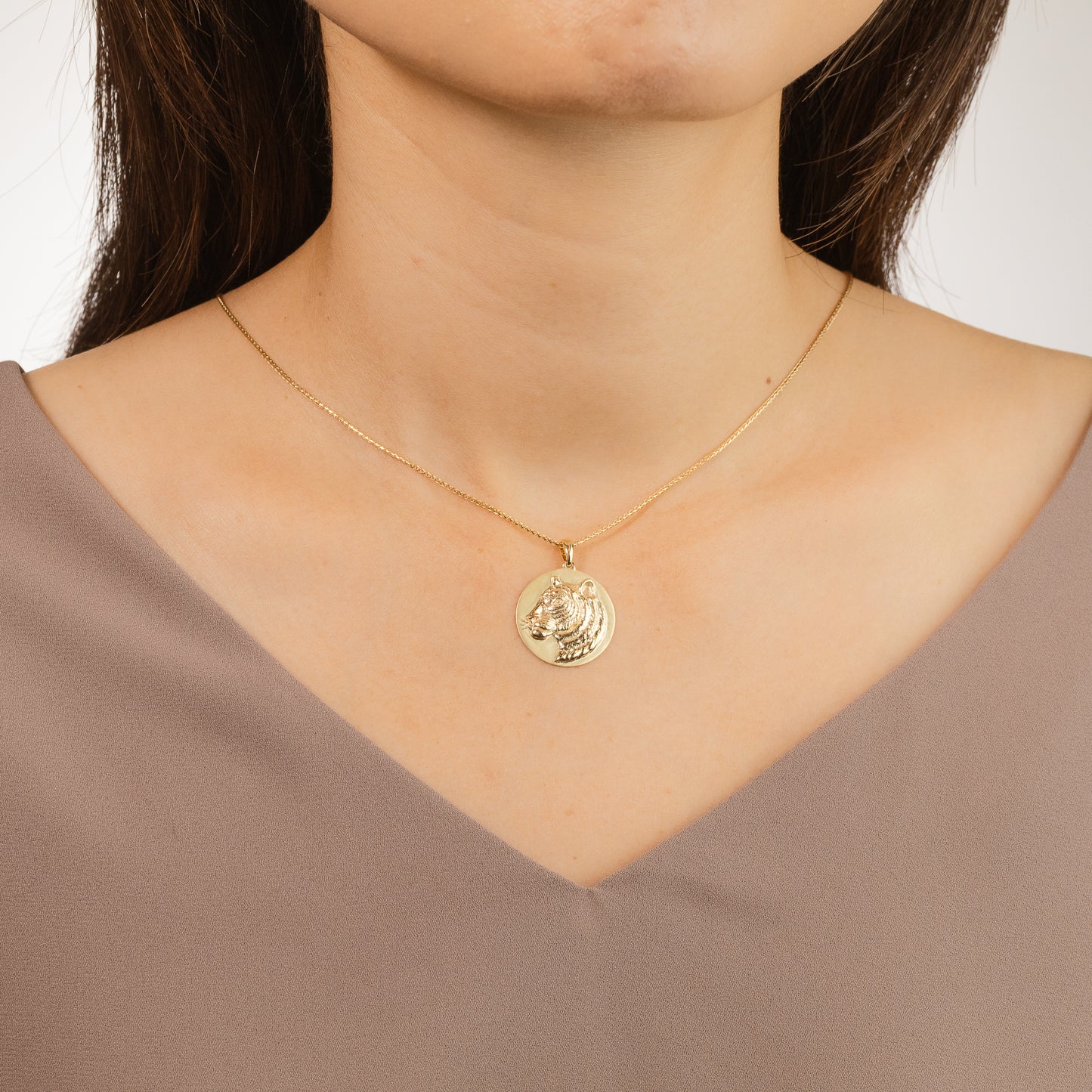 Tiger Pendant in 10K Yellow Gold