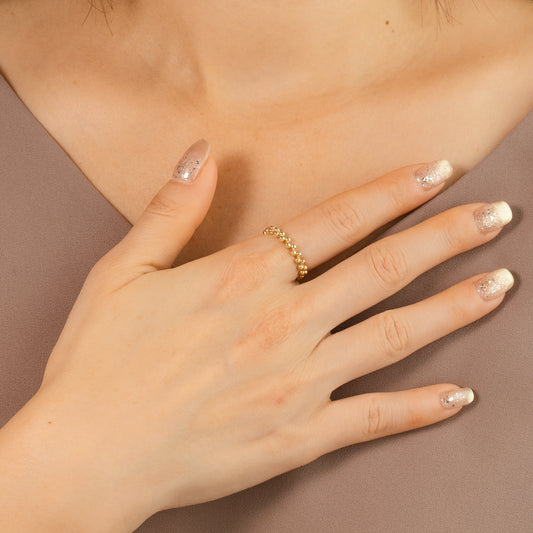 Ladies Beaded Ring 10K Yellow Gold