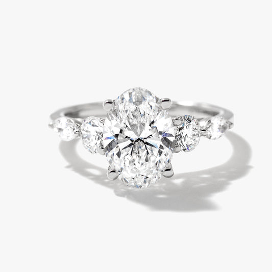 Lab Grown Oval Cut Diamond Engagement Ring in 14K White Gold (2.75 ct tw)