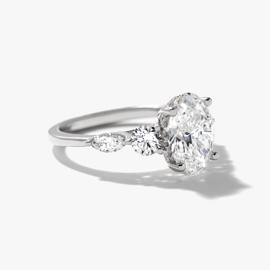 Lab Grown Oval Cut Diamond Engagement Ring in 14K White Gold (2.75 ct tw)