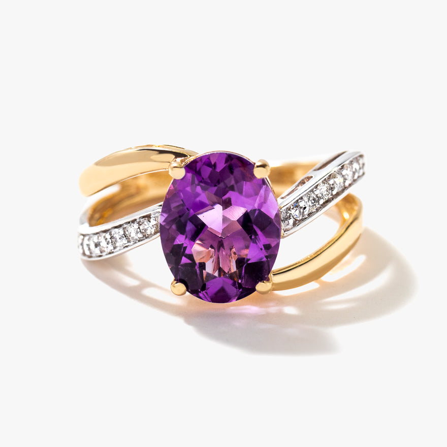 Amethyst Ring in 10K Yellow and White Gold