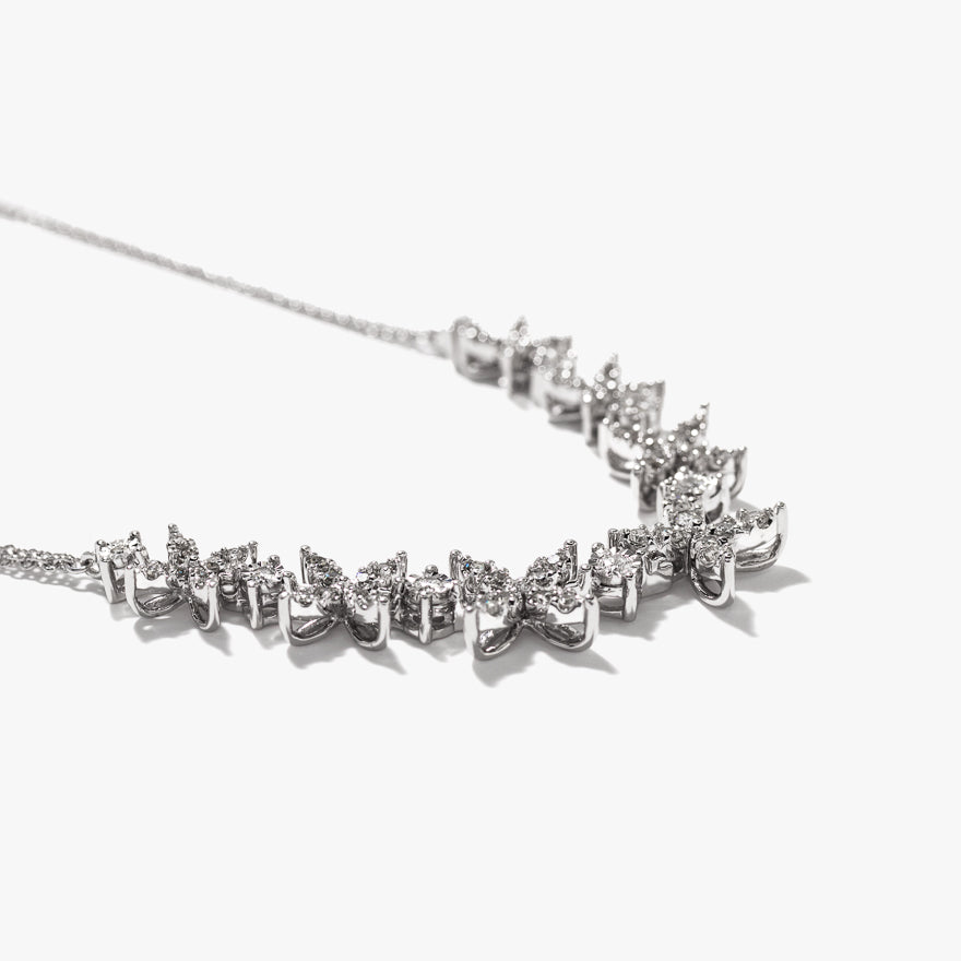 XO Diamond Cluster Necklace with Double Chain in 10K White Gold (0.50 ct tw)