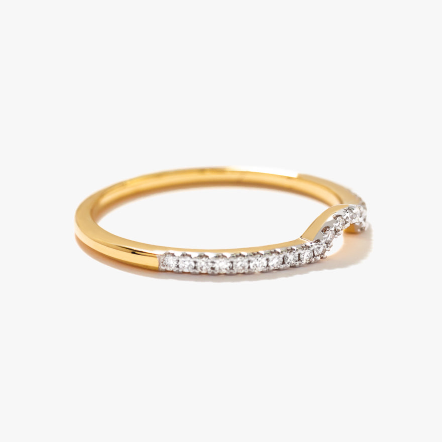 U Shape Matching Wedding Band in 14K Yellow Gold (0.13 ct tw)