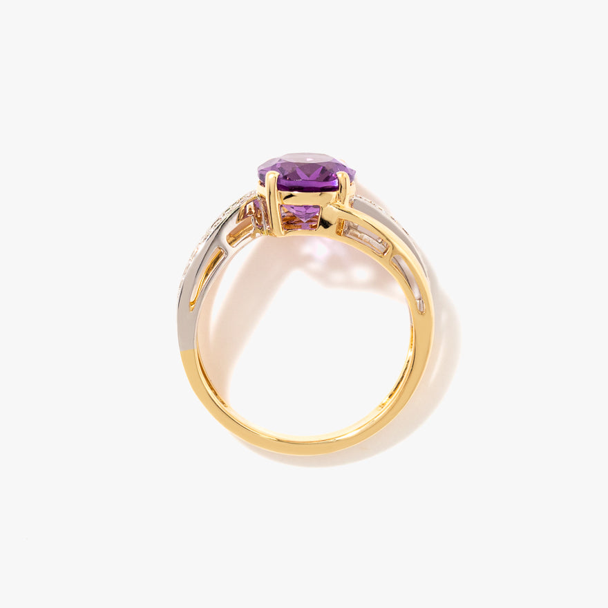 Amethyst Ring in 10K Yellow and White Gold