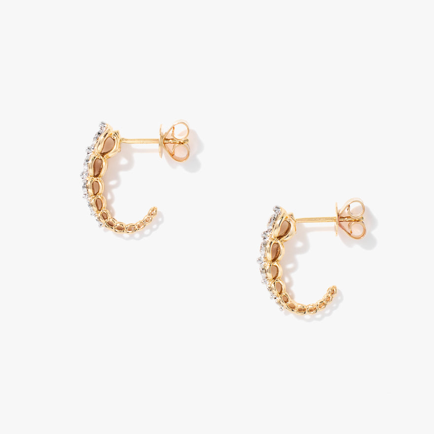 Diamond J Hook Earrings in 10K White and Yellow Gold (0.16 ct tw)