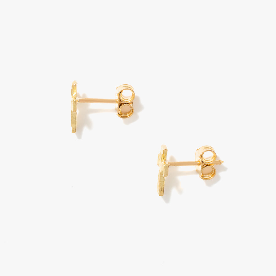 Diamond Cut Cross Stud Earrings in 10K Yellow Gold