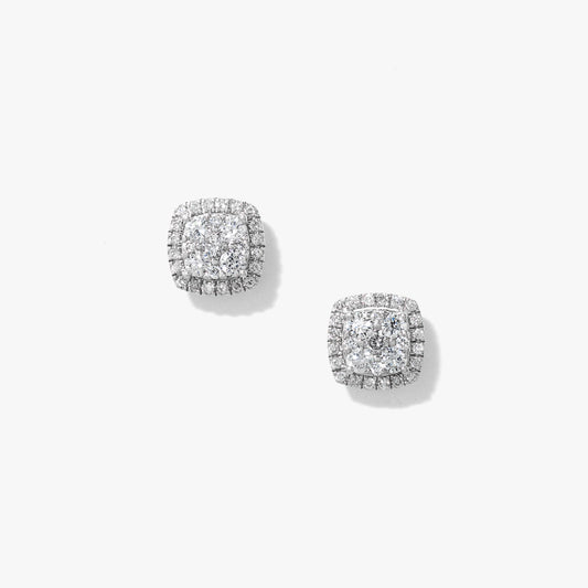 Diamond Cluster Earrings in 10K White Gold (0.50 ct tw)