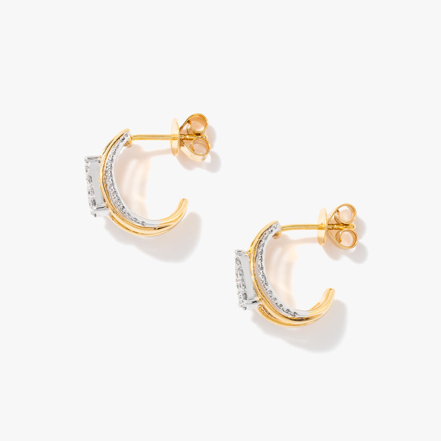 J Hook Diamond Earrings in 10K Yellow and White Gold (0.50 ct tw)