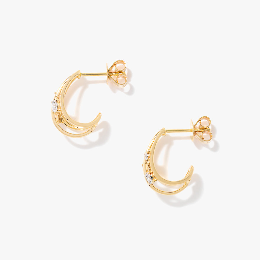 J Hook Diamond Earrings in 10K Yellow and White Gold (0.12 ct tw)