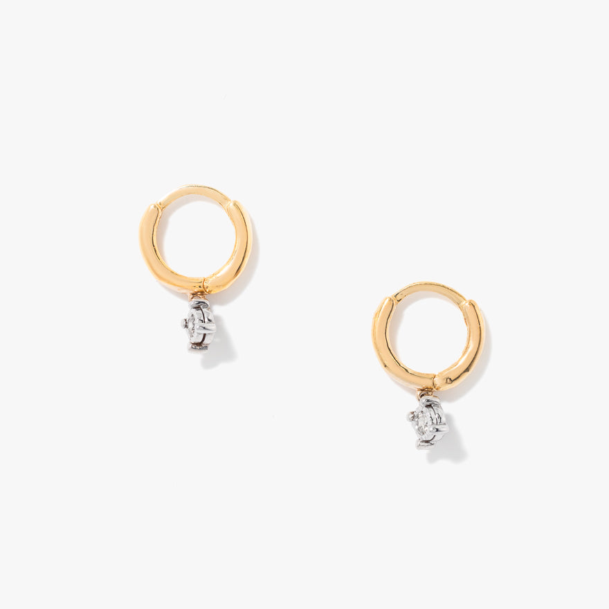 Diamond Huggie Earrings in 10K Yellow and White Gold (0.06 ct tw)