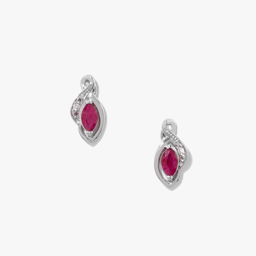 Ruby Earrings in 10K White Gold