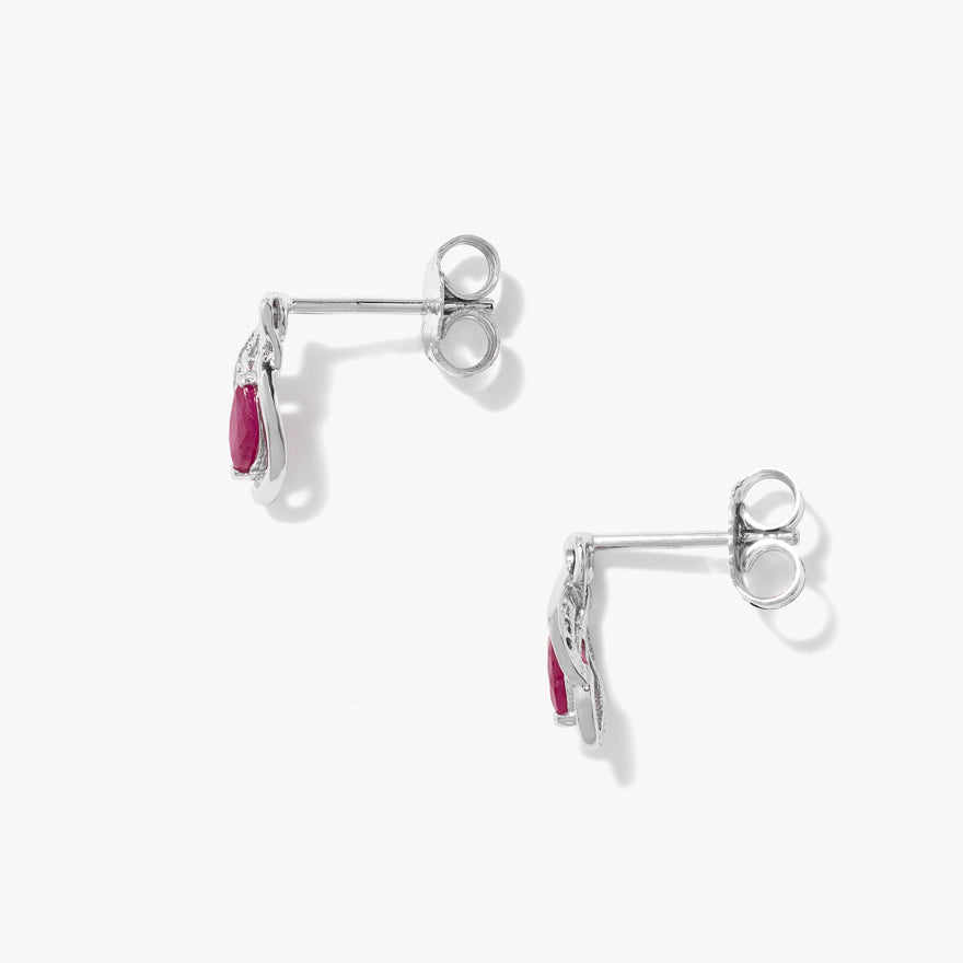 Ruby Earrings in 10K White Gold