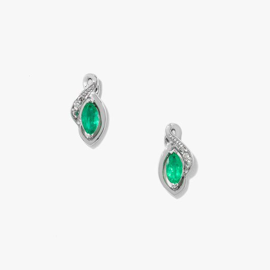 Emerald Earrings in 10K White Gold