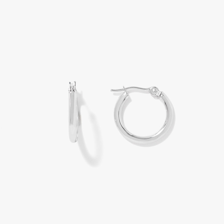2x15mm Hoop Earrings in 10K White Gold