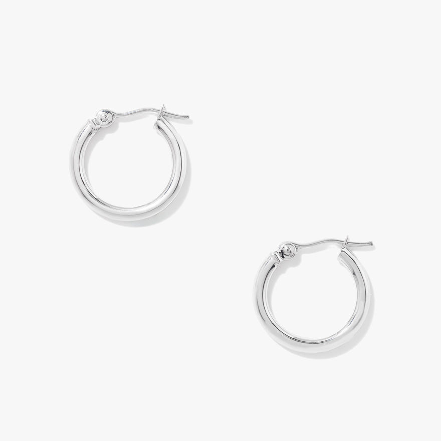 2x15mm Hoop Earrings in 10K White Gold