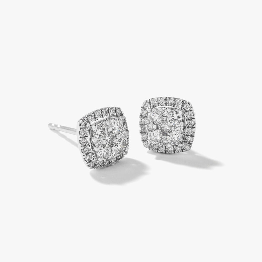 Diamond Cluster Earrings in 10K White Gold (0.50 ct tw)
