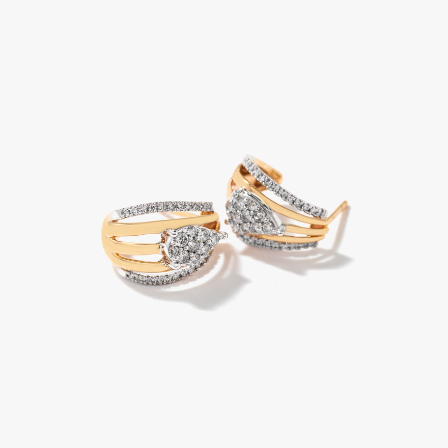J Hook Diamond Earrings in 10K Yellow and White Gold (0.50 ct tw)