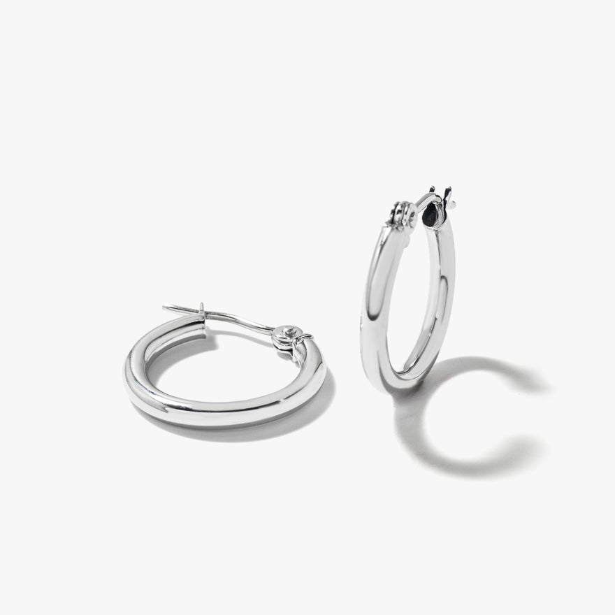 2x15mm Hoop Earrings in 10K White Gold