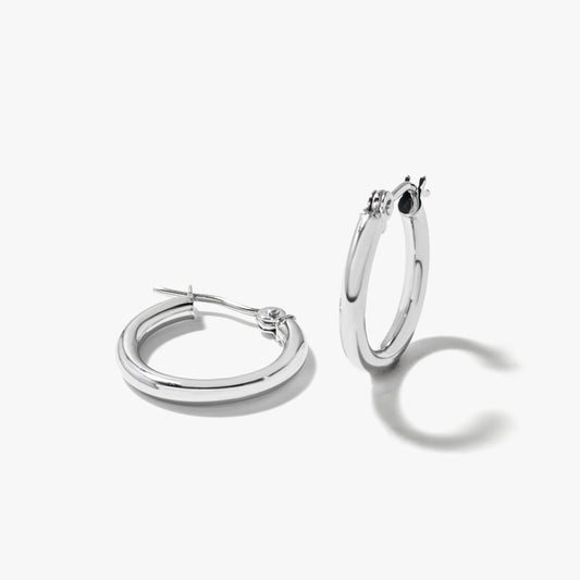 2x15mm Hoop Earrings in 10K White Gold
