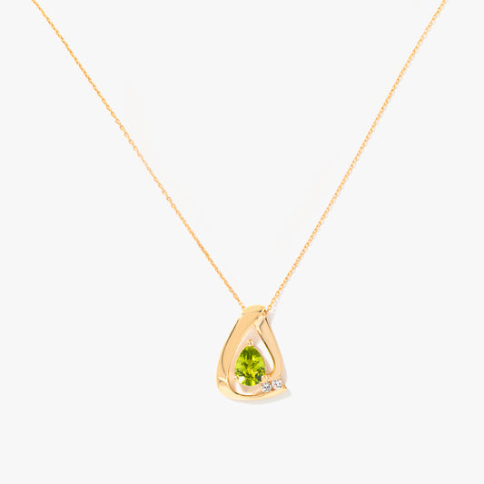 Pear Shaped Peridot Necklace in 10K Yellow Gold