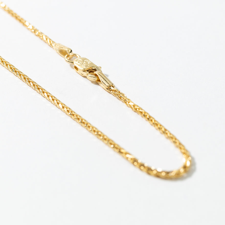 10K Diamond Cut Yellow Gold Round 1.3mm Wheat Chain (20")