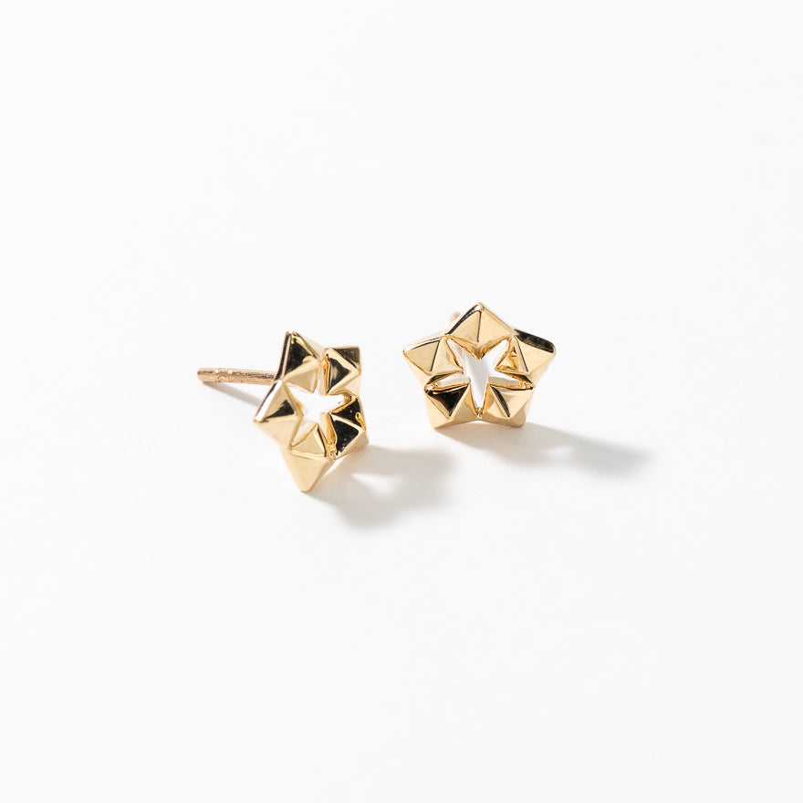 Star Stud Earrings in 10K Yellow Gold