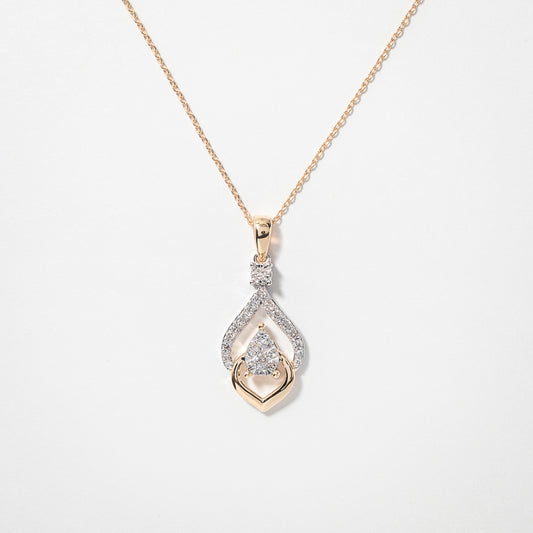 Diamond Cluster Necklace in 10K White and Yellow Gold (0.25 ct tw)