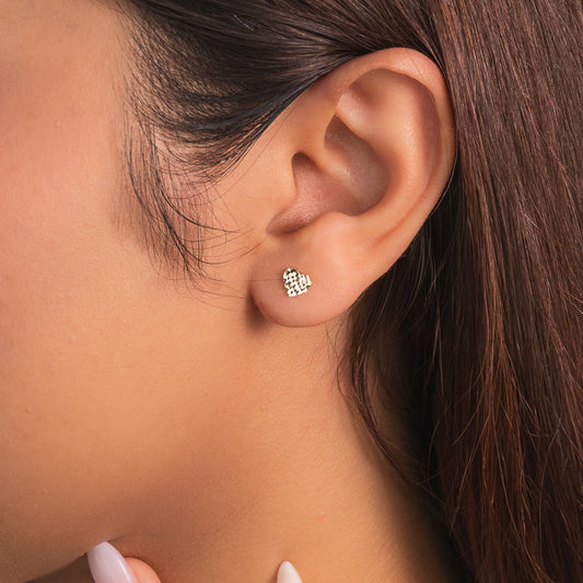 Heart Stud Earrings in 10K Yellow Gold