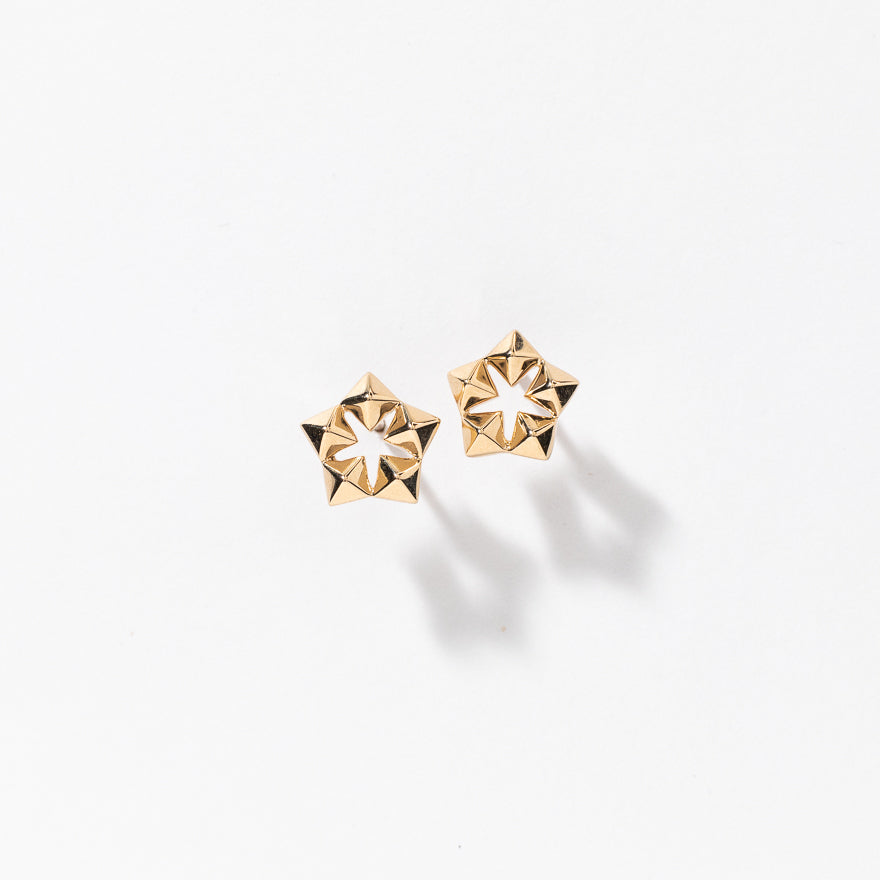 Star Stud Earrings in 10K Yellow Gold