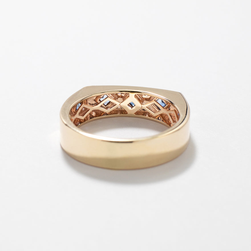 Sapphire and Diamond Men's Ring 10K Yellow Gold