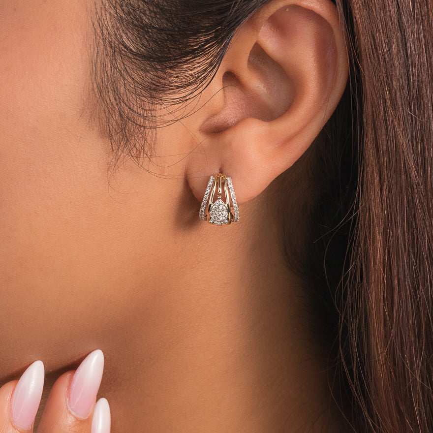 J Hook Diamond Earrings in 10K Yellow and White Gold (0.50 ct tw)