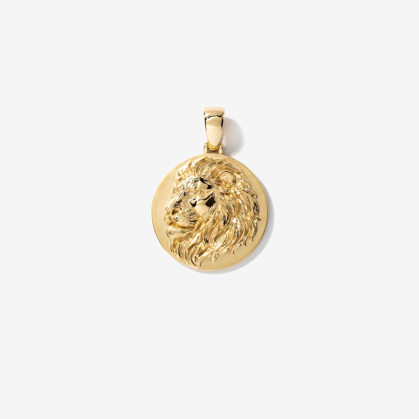Lion Medallion Charm Necklace in 10K Yellow Gold