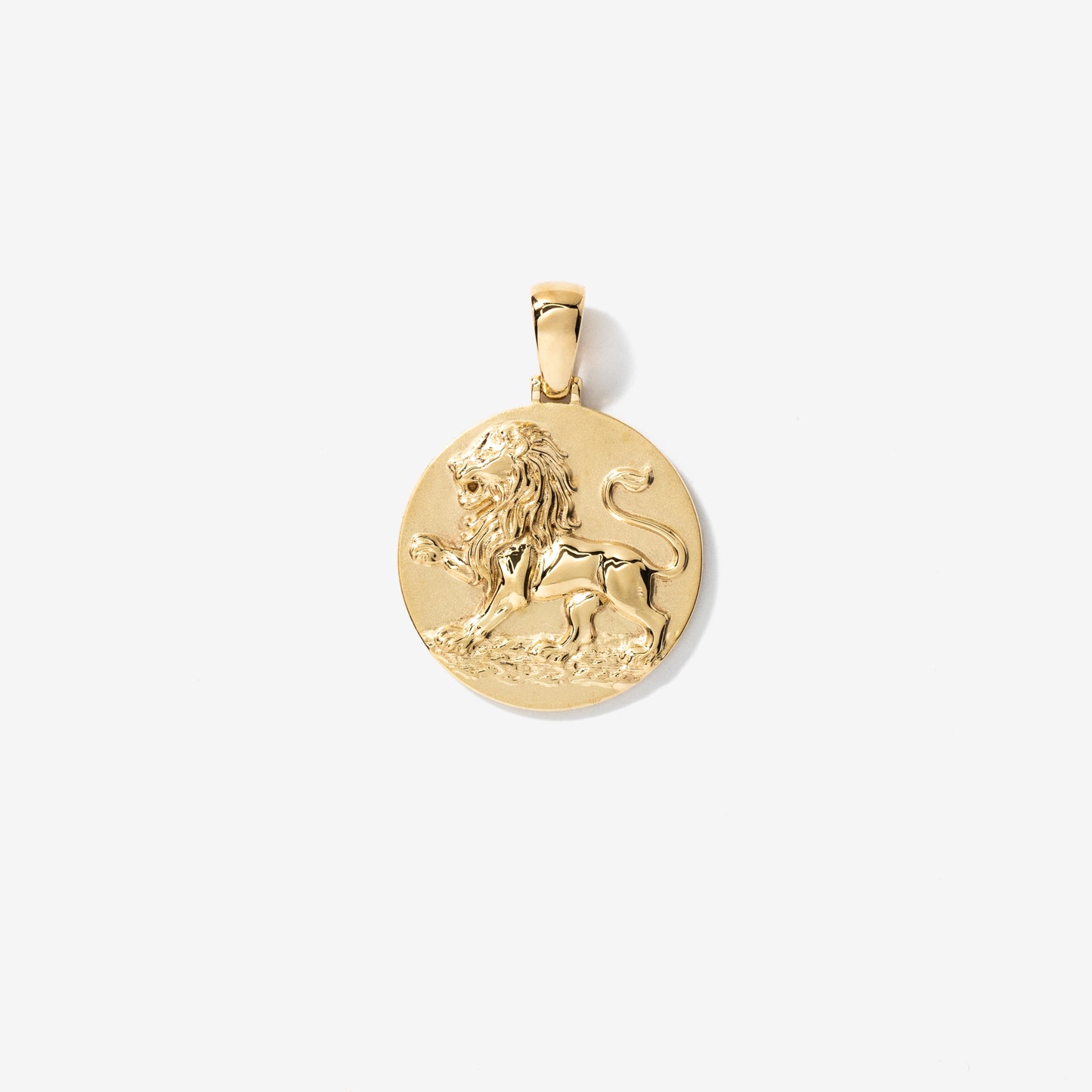 Lion Medallion Charm Necklace in 10K Yellow Gold