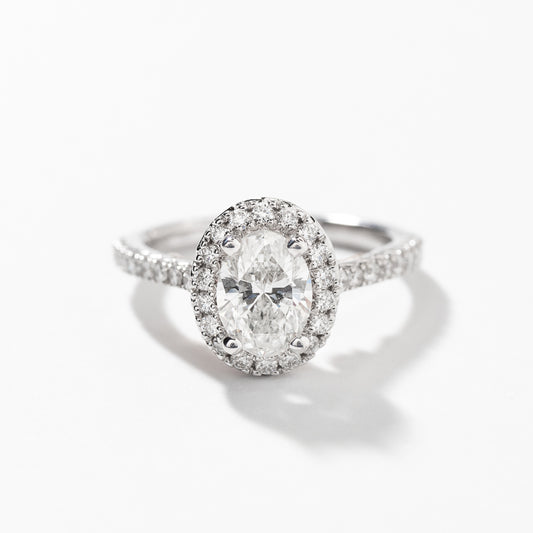 Oval Diamond Engagement Ring in 18K White and Rose Gold (1.45 ct tw)