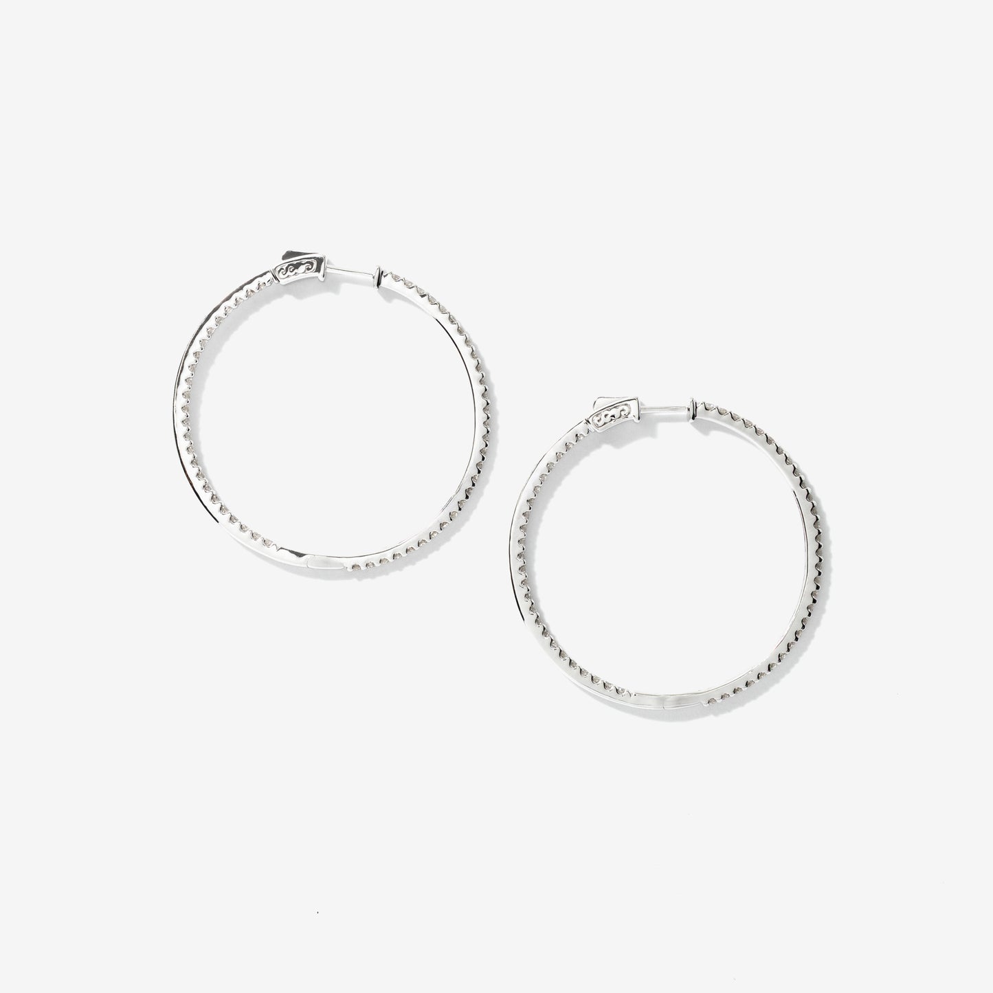 Diamond Cluster Hoop Earrings in 10K White Gold (2.50 ct tw)