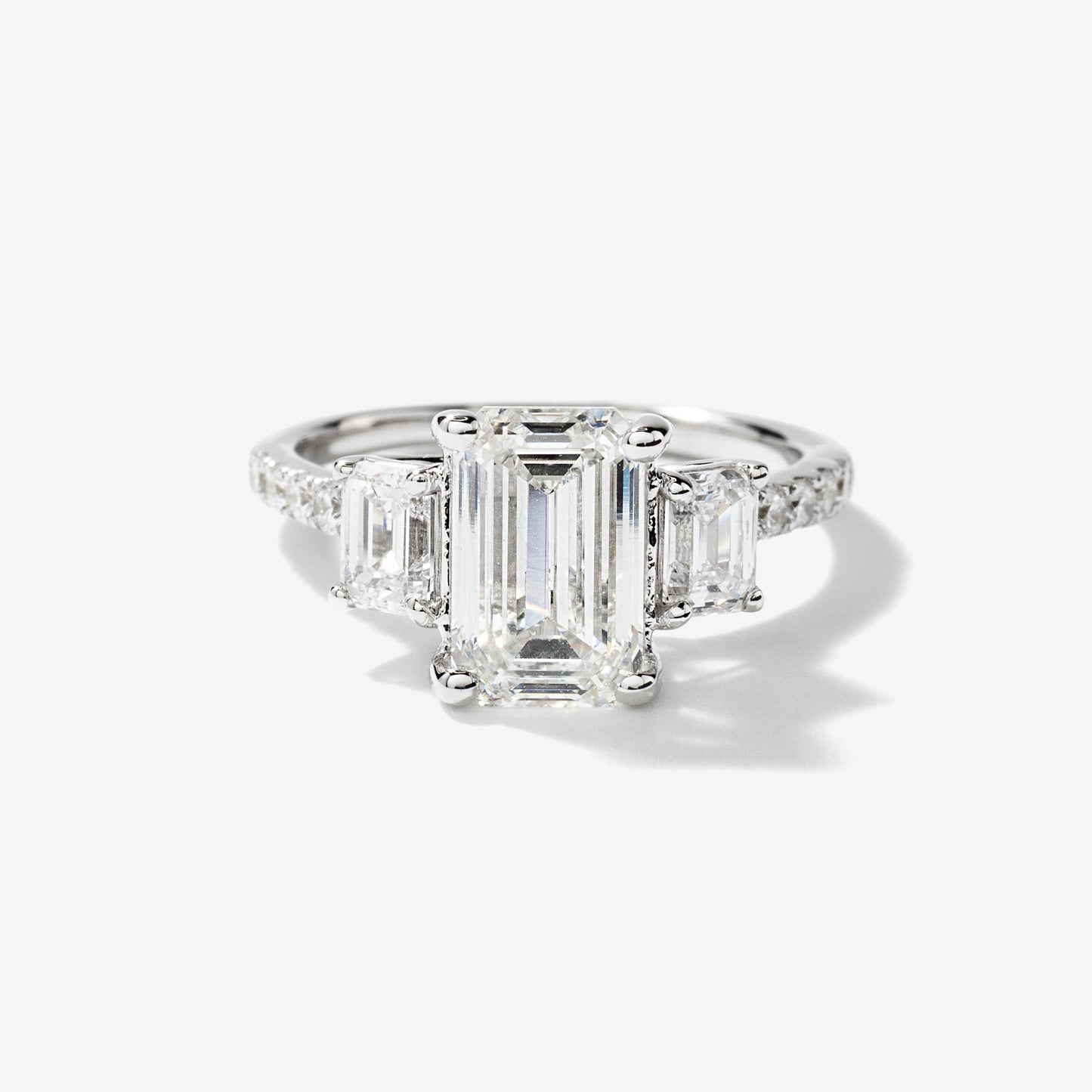 Emerald Cut Lab Grown Diamond Engagement Ring in 14K White Gold (2.85 ct tw)