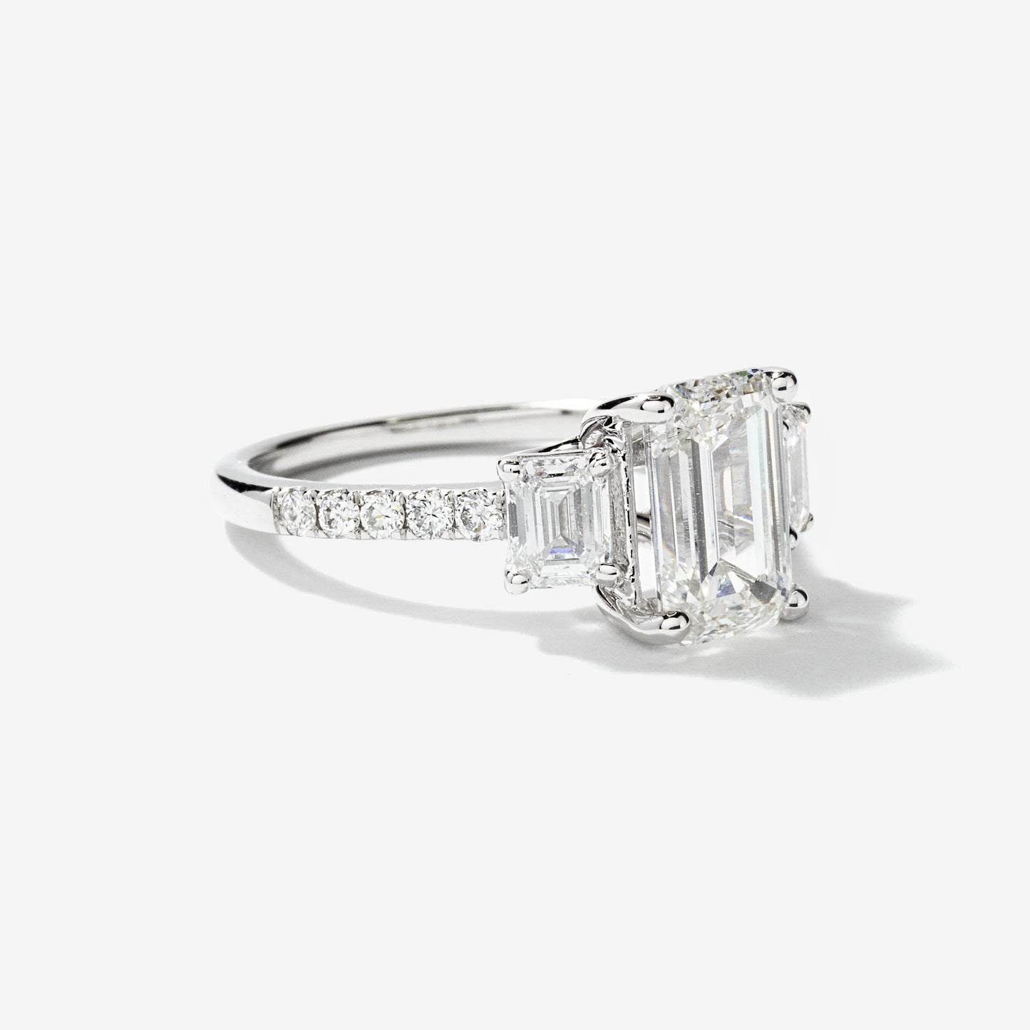 Emerald Cut Lab Grown Diamond Engagement Ring in 14K White Gold (2.85 ct tw)