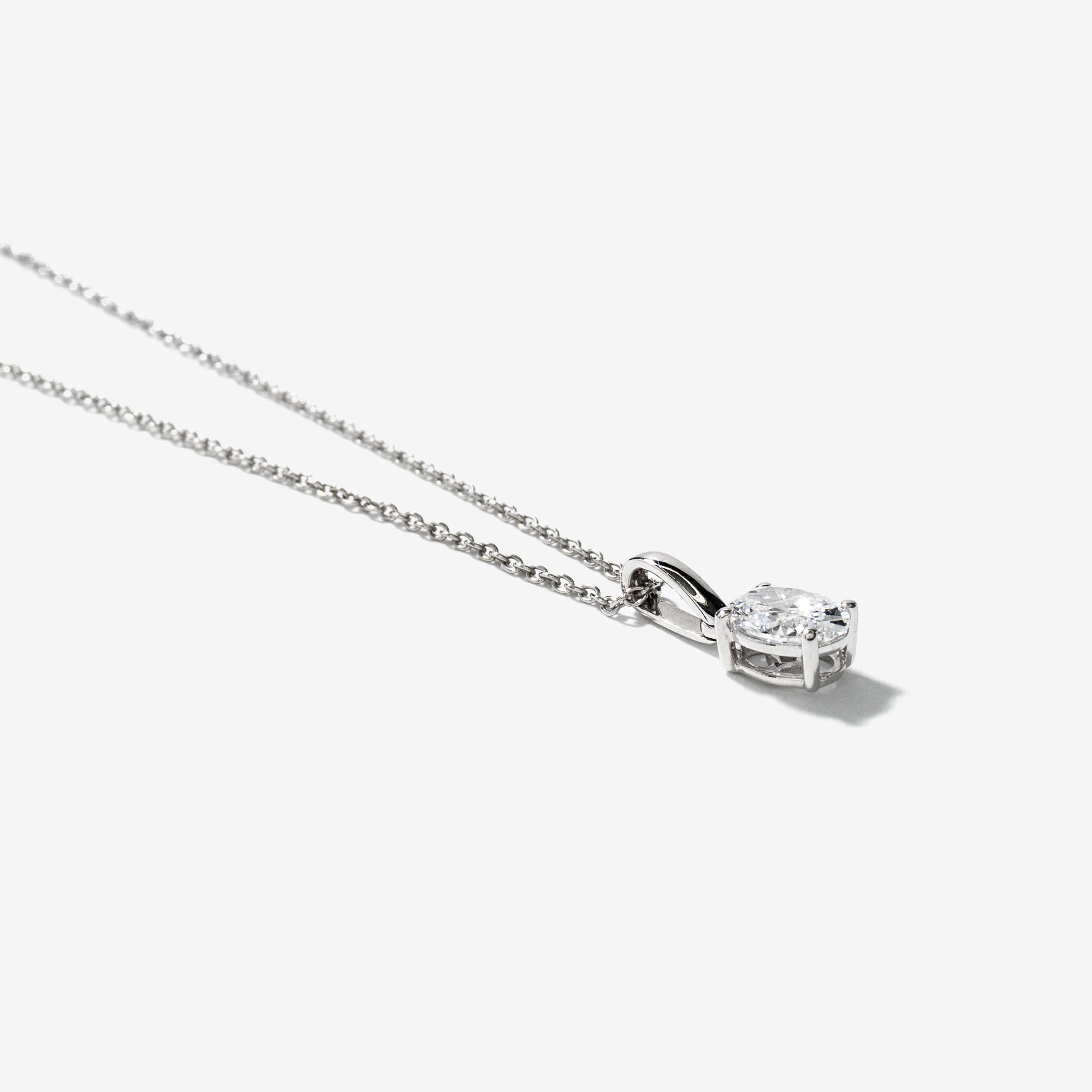 Lab Grown Oval Diamond Necklace in 10K White Gold (0.50 ct tw)