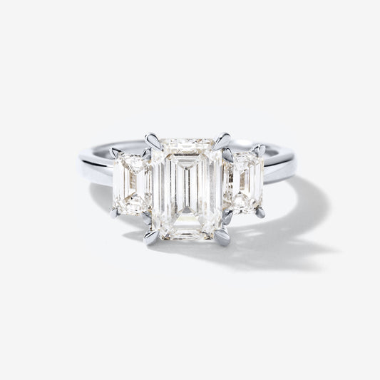Lab Grown Three Stone Emerald Cut Diamond Engagement Ring in 14K White Gold (3.00 ct tw)