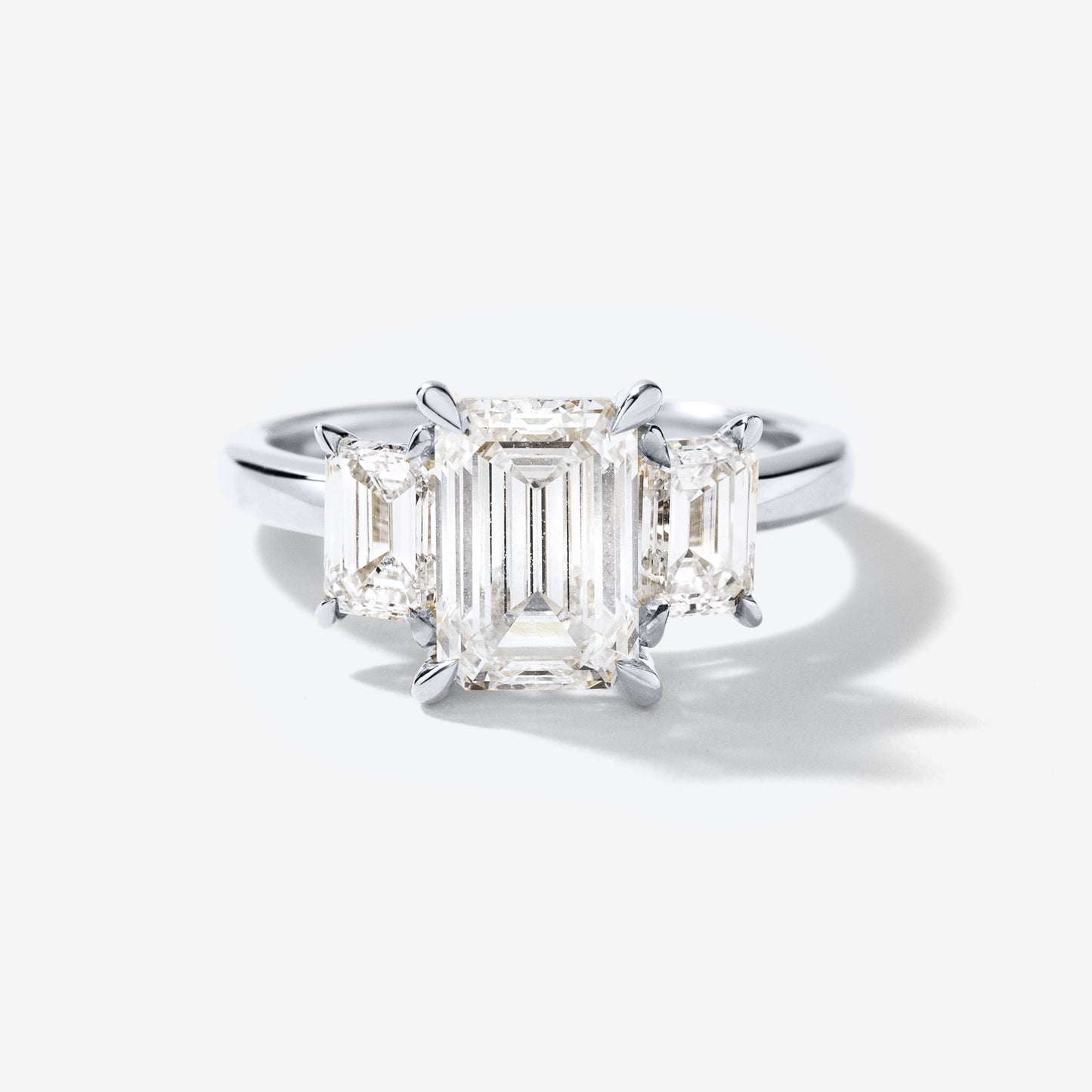 Lab Grown Three Stone Emerald Cut Diamond Engagement Ring in 14K White Gold (3.00 ct tw)