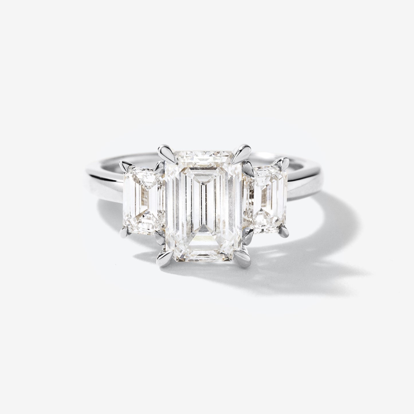 Lab Grown Three Stone Emerald Cut Diamond Engagement Ring in 14K White Gold (3.00 ct tw)