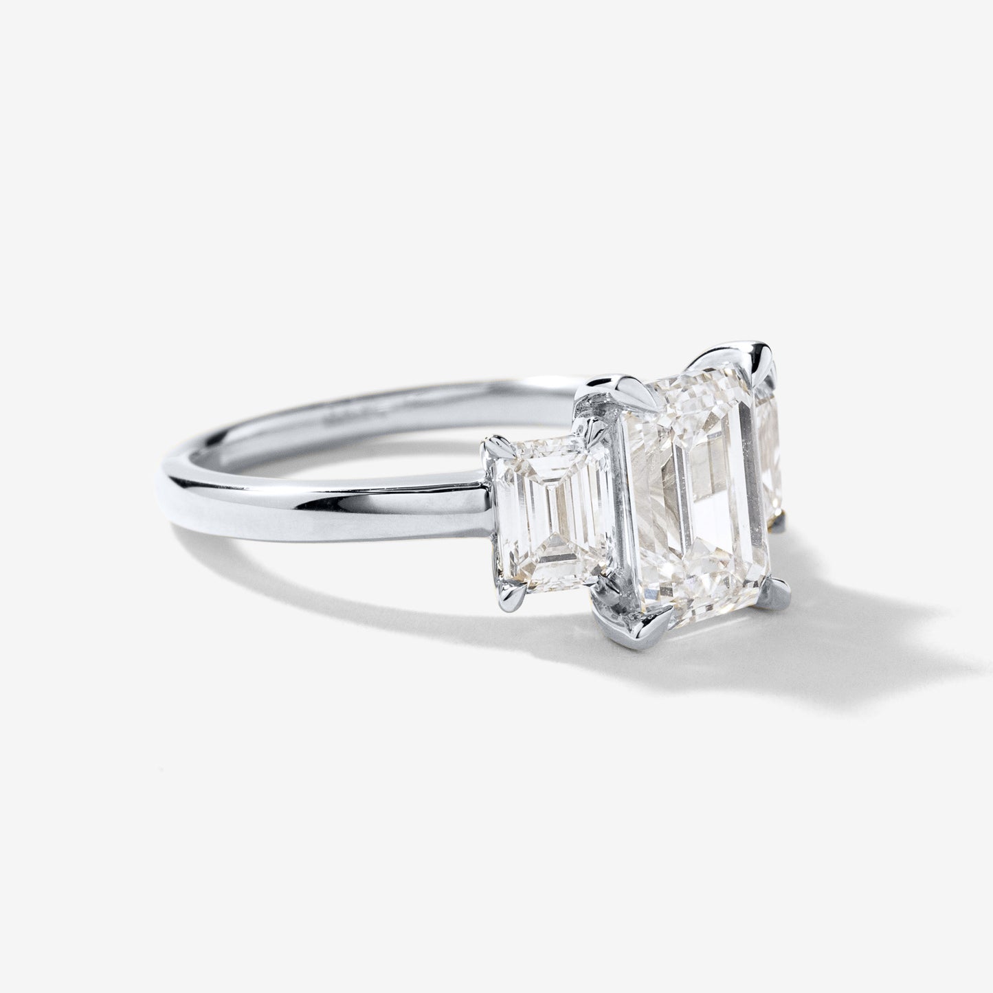 Lab Grown Three Stone Emerald Cut Diamond Engagement Ring in 14K White Gold (3.00 ct tw)