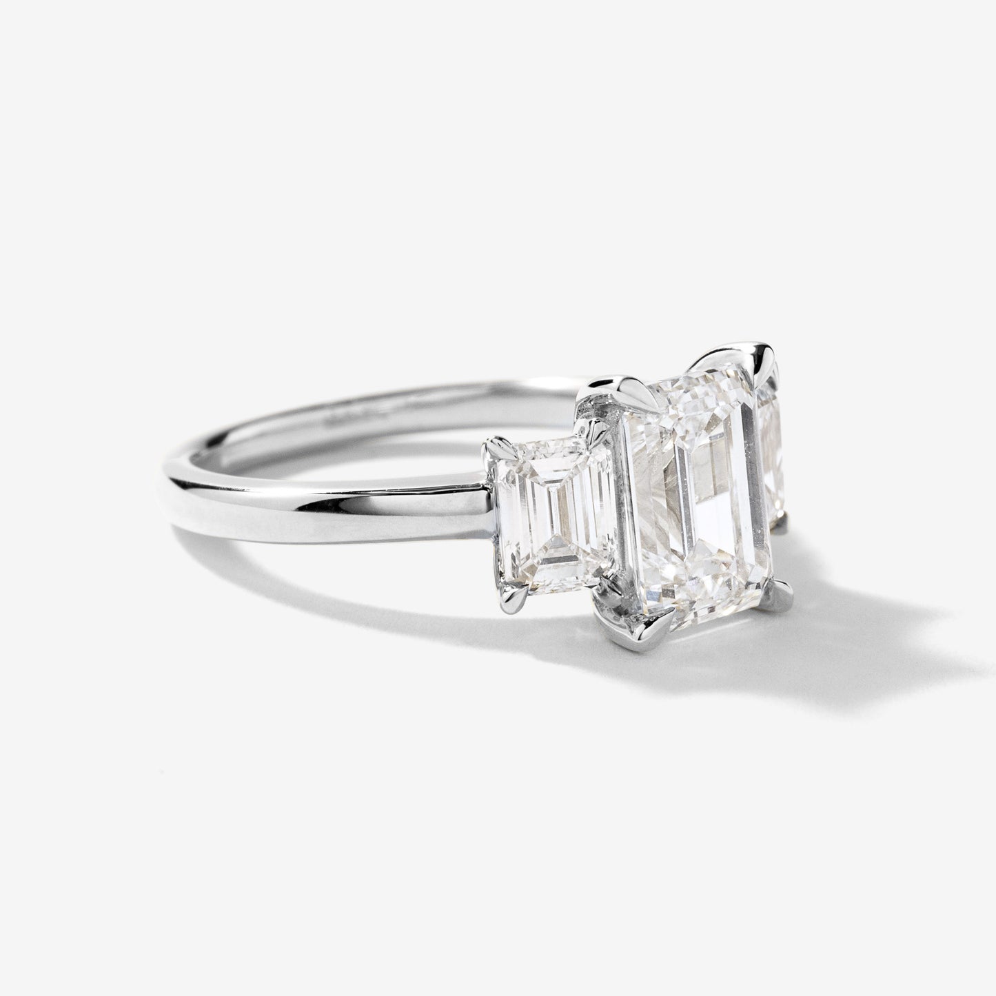 Lab Grown Three Stone Emerald Cut Diamond Engagement Ring in 14K White Gold (3.00 ct tw)