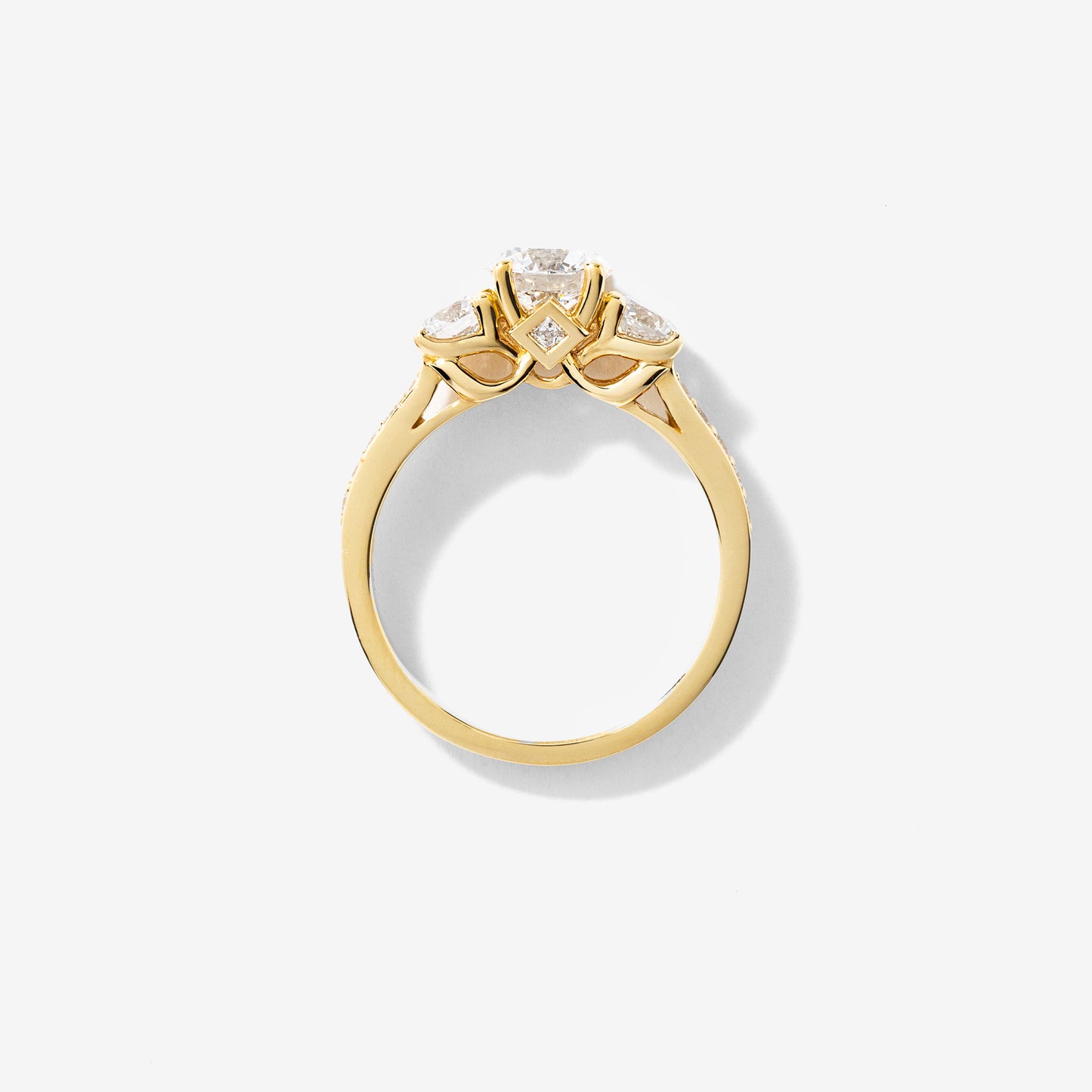 Three Stone Lab Grown Diamond Engagement Ring in 14K Yellow Gold (1.88 ct tw)