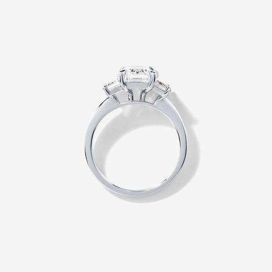 Lab Grown Three Stone Emerald Cut Diamond Engagement Ring in 14K White Gold (3.00 ct tw)