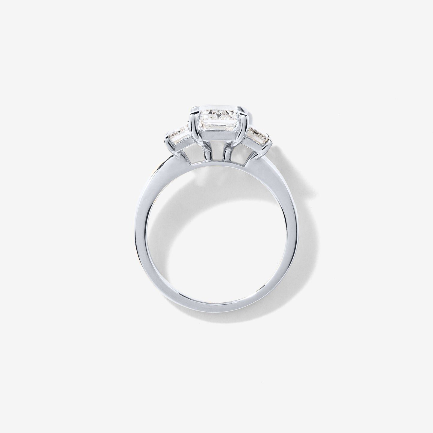 Lab Grown Three Stone Emerald Cut Diamond Engagement Ring in 14K White Gold (3.00 ct tw)