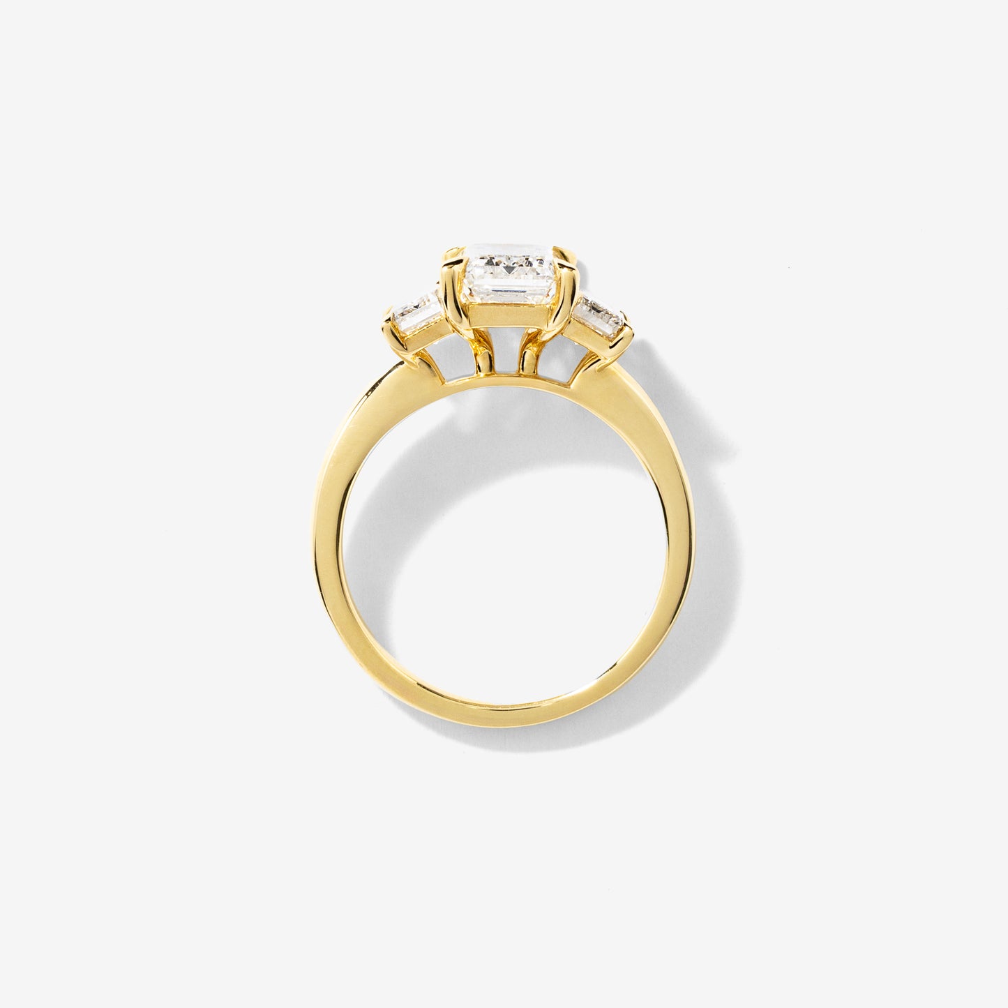 Lab Grown Three Stone Emerald Cut Diamond Engagement Ring in 14K Yellow Gold (3.00 ct tw)