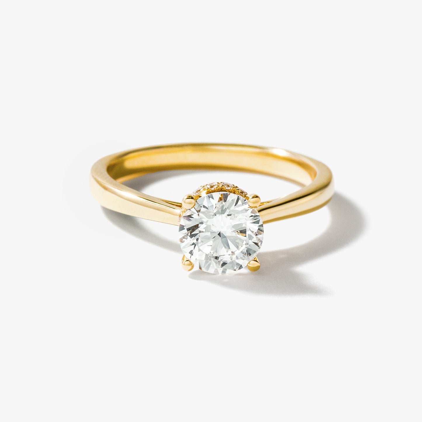 Round Lab-Grown Diamond Engagement Ring with Hidden Halo in 14K Yellow Gold (1.13 ct tw)