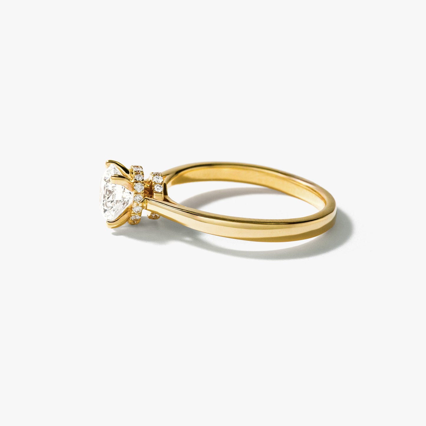 Round Lab-Grown Diamond Engagement Ring with Hidden Halo in 14K Yellow Gold (1.13 ct tw)
